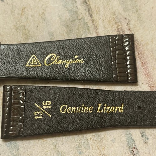 JB Champion braun konisch geformte echte Eidechse 20 mm Vintage Uhrenband 1960er Jahre Neu aus altem Lagerbestand - Bild 2 von 5