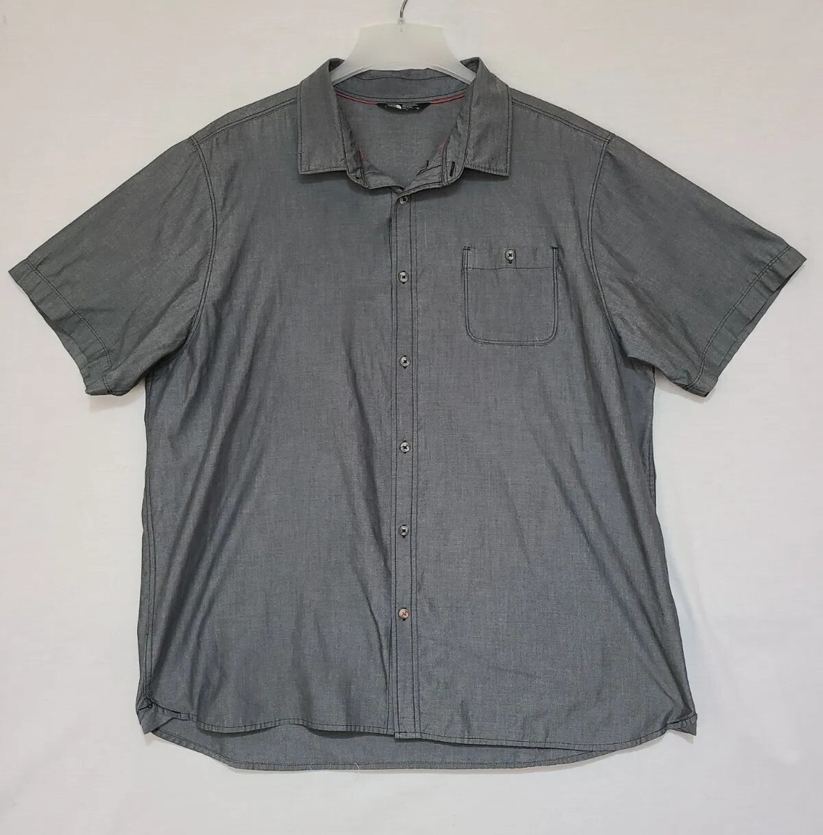 その他 S The North Face Men's XXL Gray Short Sleeve Button Front Shirt