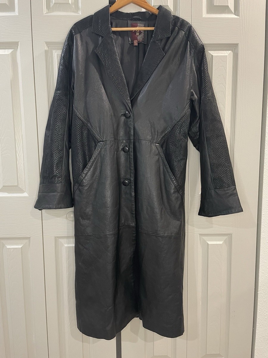 Vtg Global Identity G-III Womens Large Leather Jacket Snake Trench