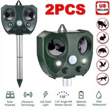 2PACK Solar Ultrasonic Animal Repellent Dog Skunk Deer Raccoon For Garden Yard