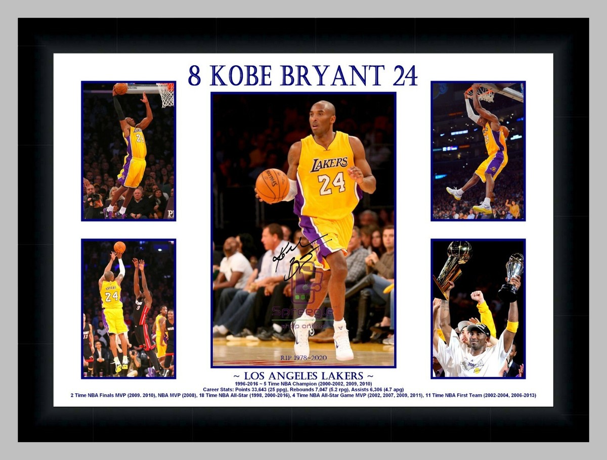 KOBE BRYANT #8/24 LA LAKERS SIGNED PHOTO COLLAGE PRINT ONLY OR FRAMED