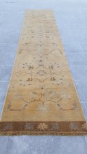 Vintage Area Rug Turkish Oushak Rug Neutral Runner Rug 3x11 Antique Oushak Rug