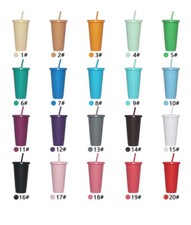 10 x Blank Cold Cups with Lid and Straw, 24oz, 710ml, Multiple Colours