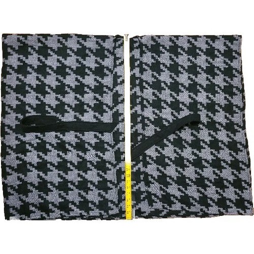 New ANN TAYLOR Black Grey Houndstooth Designer Chic Soft Belted Poncho Cape OS - Picture 3 of 8