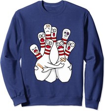 Cartoon Bowling Scared Bowling Pins Funny Sport Unisex Crewneck Sweatshirt