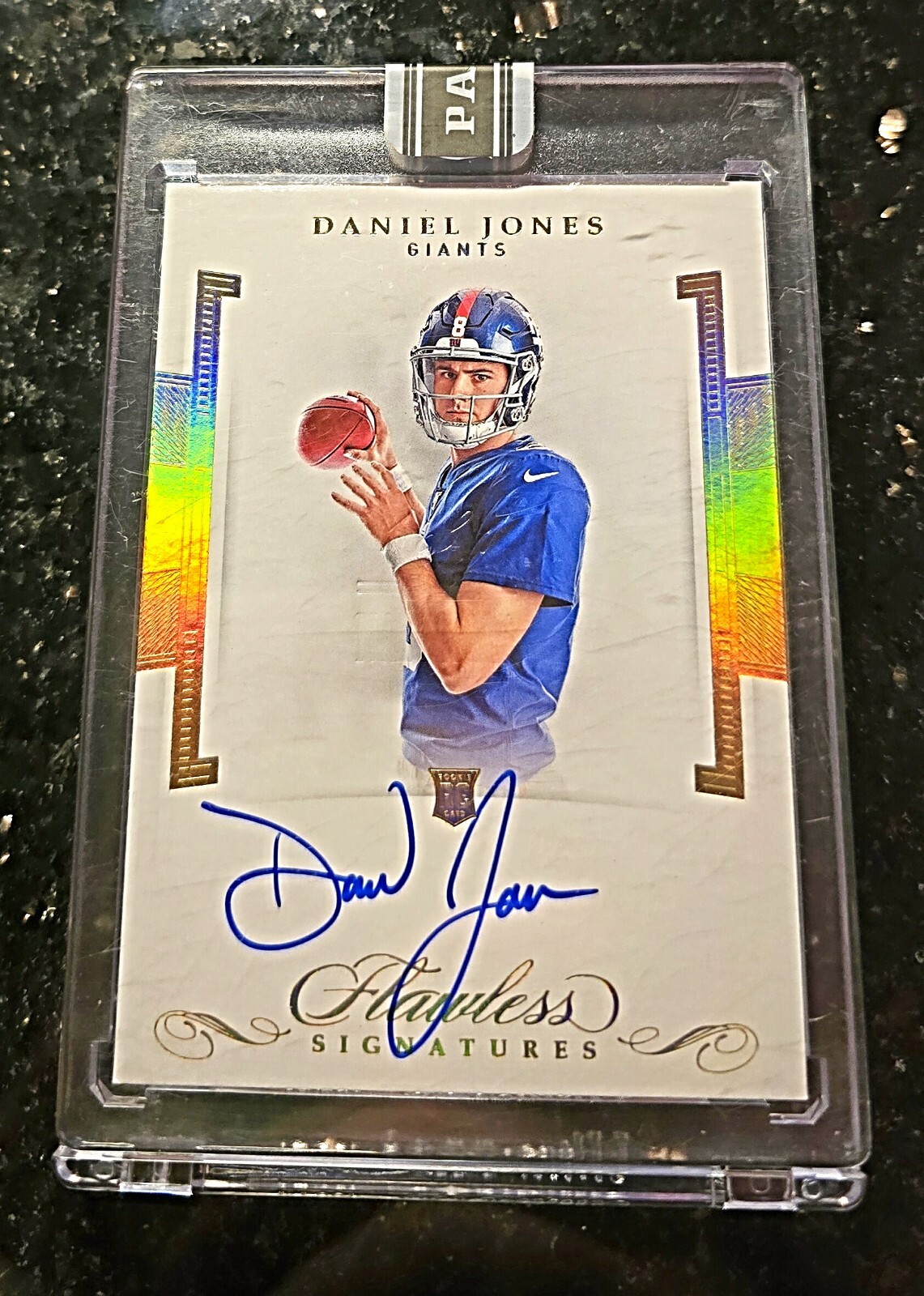 Daniel Jones Panini Flawless Rookie Signatures #FRDJ Silver-Black Box 1/1