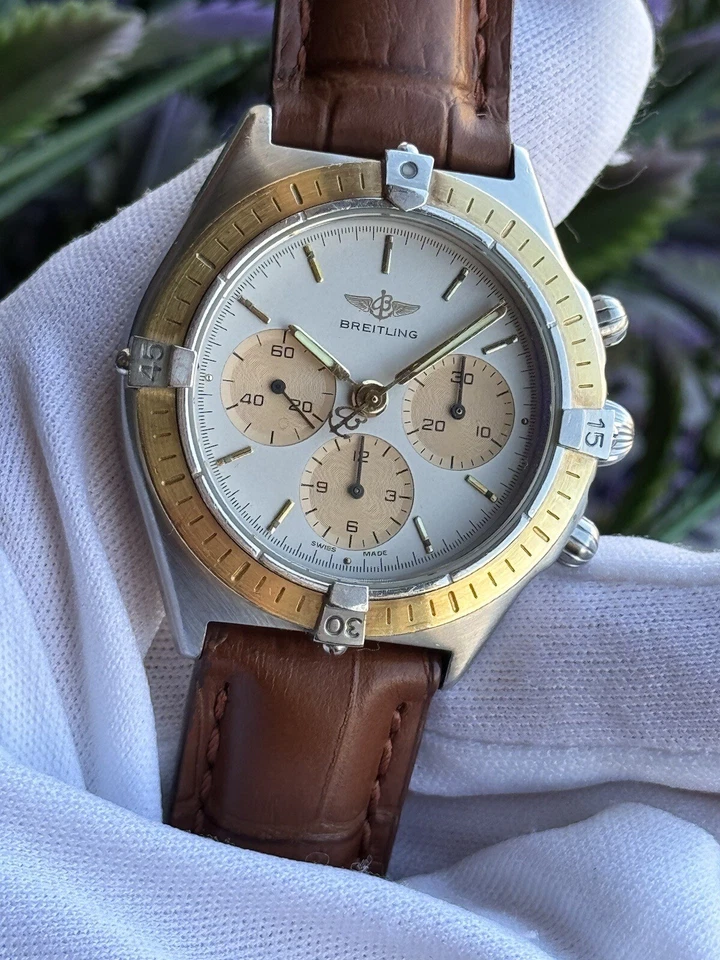 Breitling Calisto Cronógrafo Manual Lemania 1873 Oro 18k y Acero Para Hombre Suizo Foto 3 de 4