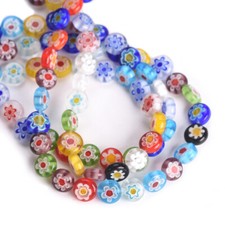 6mm 8mm 10mm 12mm Flat Round Millefiori Lampwork Glass Beads For Jewelry Making