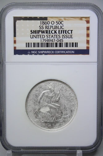 1860-O Seated Liberty Half Dollar 50C SS REPUBLIC NGC Shipwreck Effect #7045