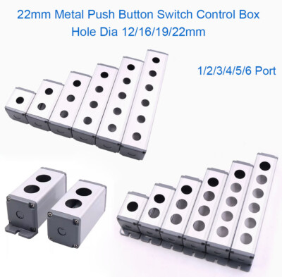 Metal Push Button Switch Control Box Hole Dia 12/16/19/22mm 1/2/3/4/5/6 Port