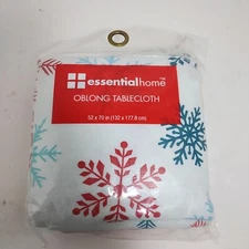 New Snowflake Oblong Tablecloth 52x70 Reusable Holiday Christmas Essential Home