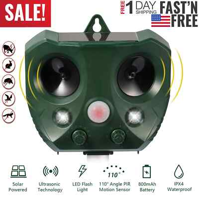 Upgraded Solar Ultrasonic Animal Repellent Dog Skunk Cat Deer Raccoon For Garden