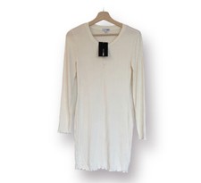 New Fashion Nova Femme Edge Mini Dress M Ribbed Henley Lettuce Edge M