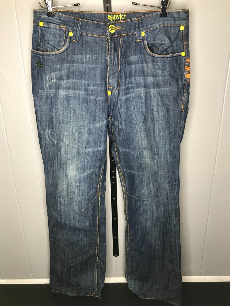 Konvict Jeans Baggy Embroidered Eagle Blue Denim Relaxed Men's