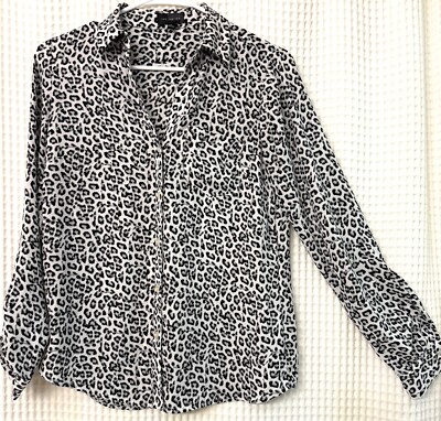 The Limited Black and White Cheetah Print Long Sleeve Blouse Size XS