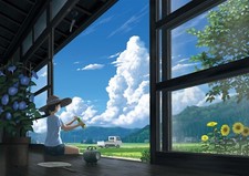 Landscape anime girls clouds flowers original characters Custom Gaming Mat Desk