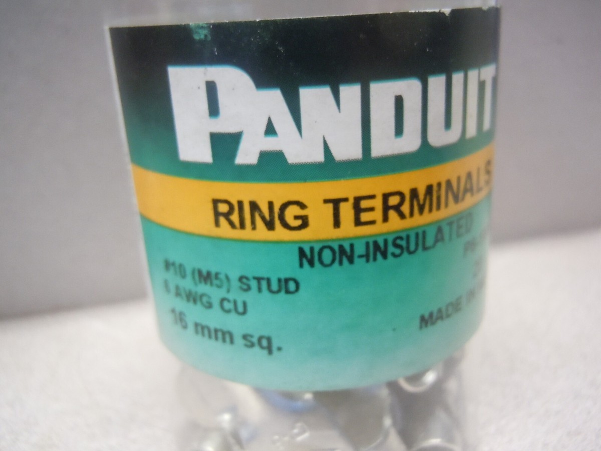Panduit P6-10R-E 6 Awg Non-Insulated Ring Terminal #10 Stud Pk20