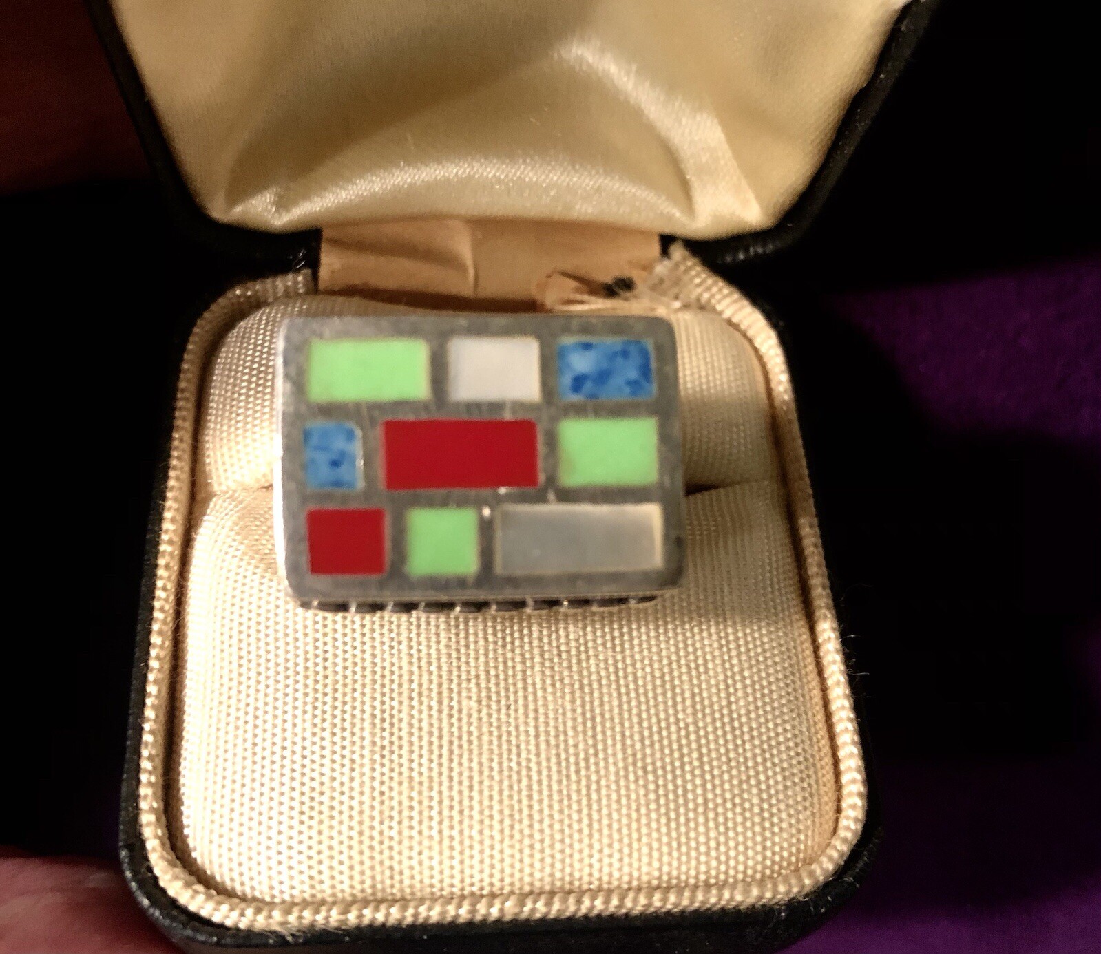 Mosaic Style Sterling Ring - image 2