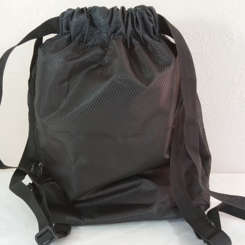 Black Sports Drawstring Backpack Swim Gym Bag Shoes Compartment Waterproof - Picture 4 of 11