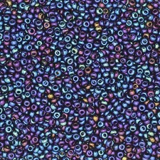 12/0 Czech Metallic Blue Iris Glass Seed Beads