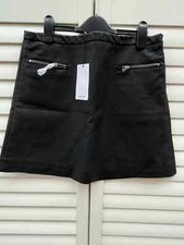 Mango Black Faux Leather Zip Pocket Skirt Size 10 Bnwt
