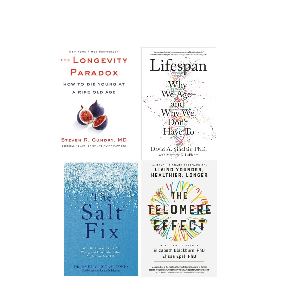 LONGEVITY PARADOX, Lifespan, Telomere Effect, Salt Fix 4 Books Collection Set