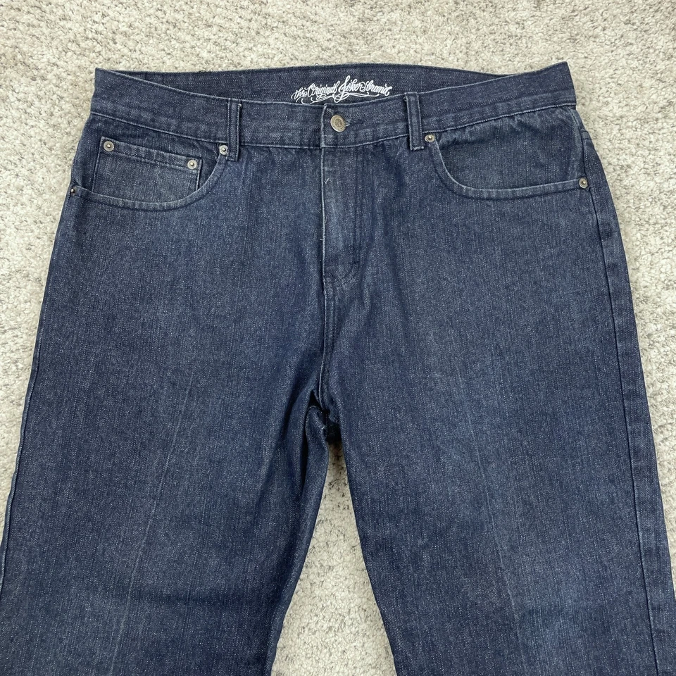 Jeans masculino marca Coringa 38 37x31 perna reta folgada jeans escuro solto abertura de 9 pernas - Imagem 3 de 4