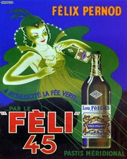 POSTER FELIX PERNOD FELI 45 ABSINTHE GREEN FAIRY FRENCH VINTAGE REPRO FREE S/H