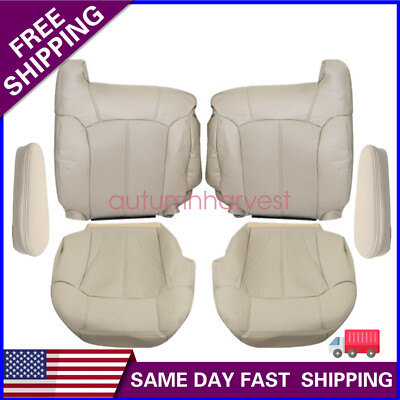 Fits 2002 Cadillac Escalade Perforated Leather Seat Covers & Armrest Light Tan