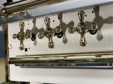 Morice 51” Gas Enamel Brass Range French Top La Cornue Custom Made Molteni Stove