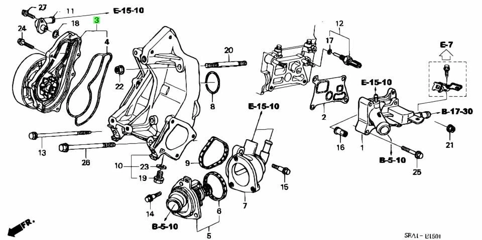 Bomba de agua OEM Honda 06-11 Civic Si 02-06 Acura RSX 19200-RBC-013 genuina nueva Foto 2 de 3