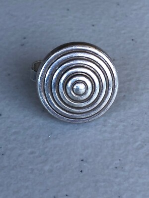 Sterling Silver Concentric Circles Ring Geometric Viking Shield Design US 7.75