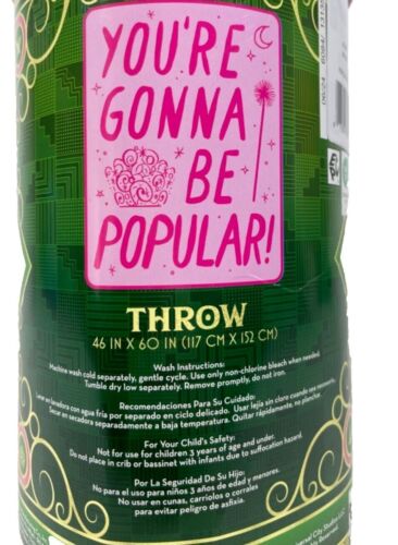 WICKED You're Gonna Be Popular! Glinda Throw Blanket 46" x 60" Pink - Picture 6 of 9