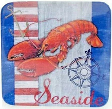 Lobster Melamine Salad Plates Dishes Set of 4 Square 8.5" Beach Summer Clam Bake