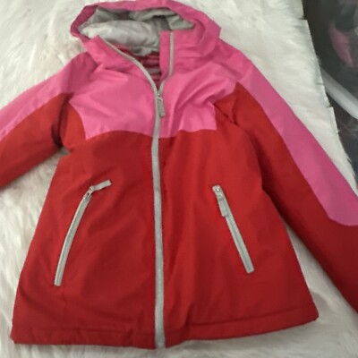 Lands End girls pink winter jacket snow ski L 14 removable fleece