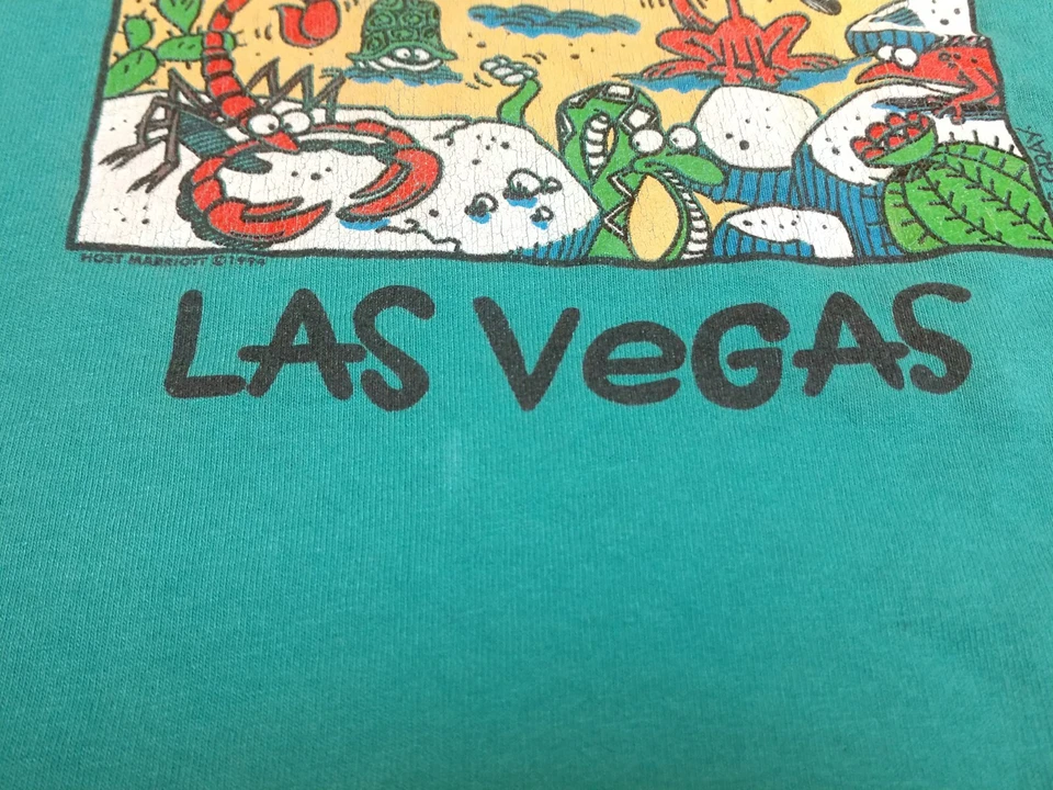 (14 - 16) ретро! Винтажная футболка LAS VEGAS ПУСТЫННЫЕ СУЩЕСТВА одинарный шов зеленый - Изображение 3 из 4