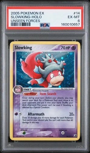 2005 POKEMON EX UNSEEN FORCES #14 SLOWKING-HOLO PSA 6