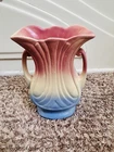 Vintage Hull Mardi Gras Granada USA 48-9 Vase Pink Blue Double Handled 9" Tall