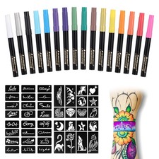 Anmmy Temporary Tattoo Markers for Skin, 16-Count Body Markers 77 Large Tattoo S