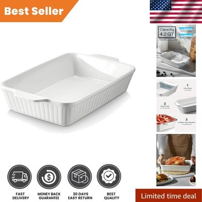 Elegant Ceramic Baking Dish with Handles - 4.2 Quart, Timeless Kitchen Essential