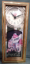 Vintage Coca Cola Mirrored Wall Clock Wood Battery Powered Bar Pub Clock Horloge
