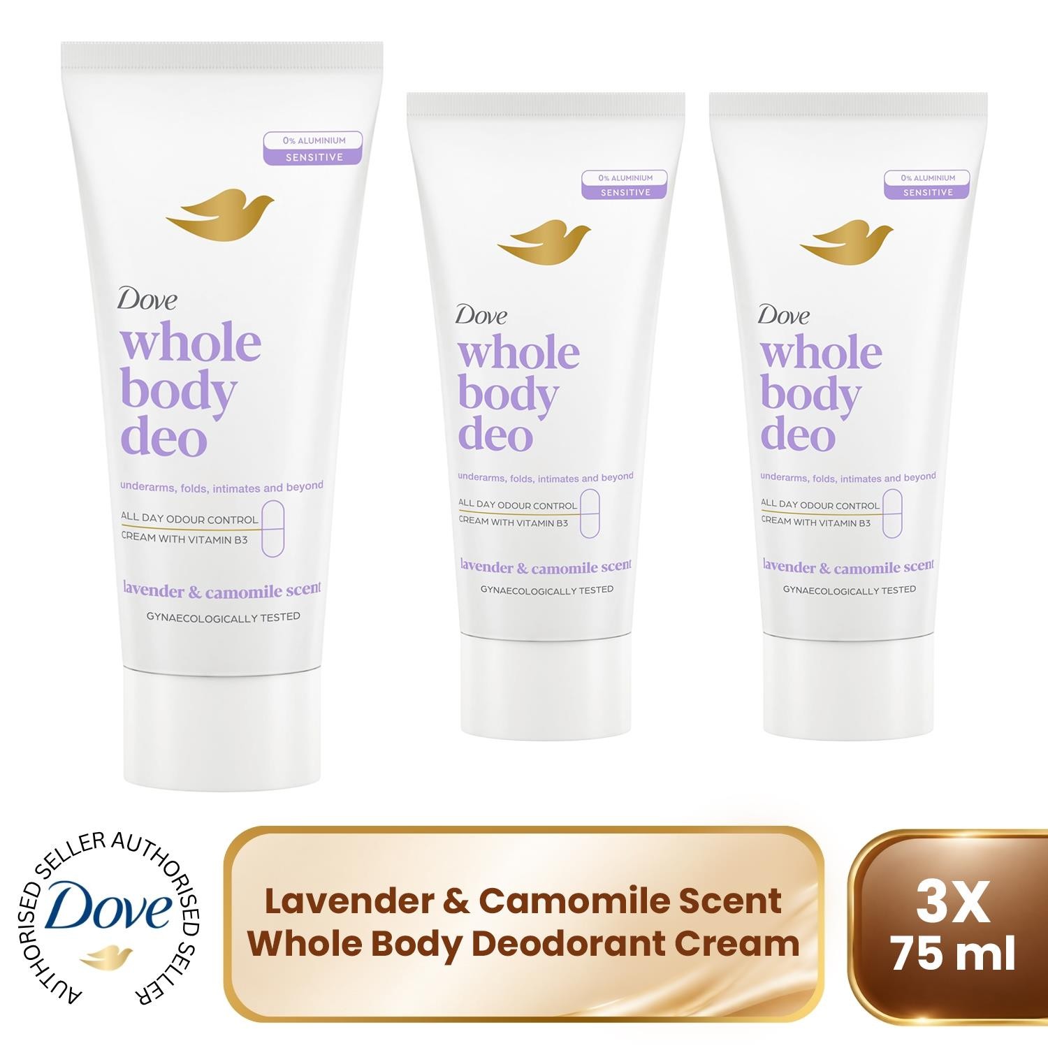 Dove Lavender & Camomile Whole Body Deodorant Cream 0% aluminium deodorant with vitamin B3 for all-day odour control 75 ml - Image 4