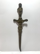 Vecchio Tagliacarte In Bronzo Con Putto Che Urina