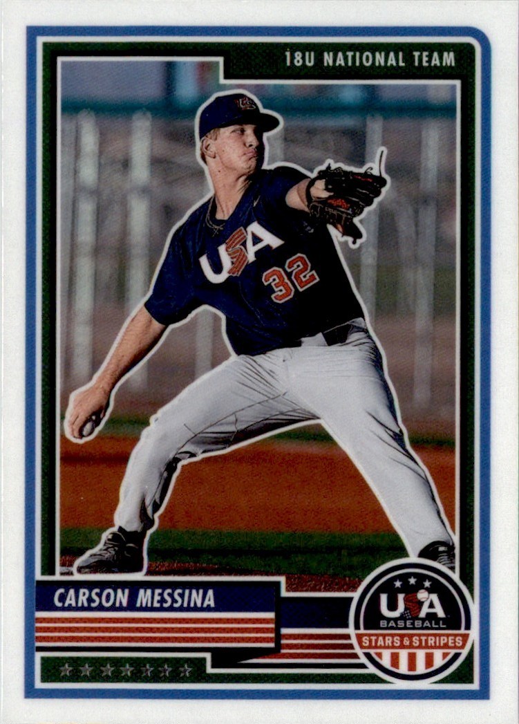 2023 Panini USA Baseball Stars & Stripes Red, White, Blue Carson Messina USA #10