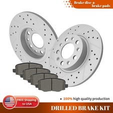 For Fiat 500X Jeep Renegade Compass 278mm Rear Drilled Brake Rotors Ceramic Pads