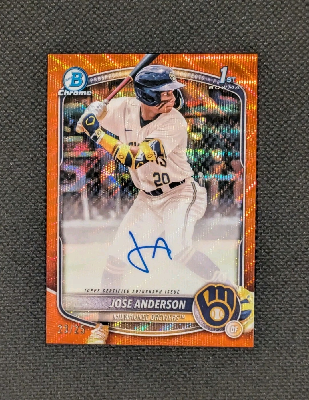 2025 Bowman Chrome JOSE ANDERSON 1st Bowman Orange Wave Refractor Auto /25