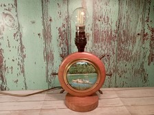 Vintage 1960s Table Lamp Nautical Ship Steering Wheel King Harry Ferry Cornwall.