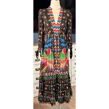 Farm Rio Beautiful Black Cross Stitch Maxi Dress XS