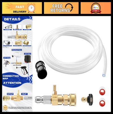 #ad Pressure Washer Downstream Injector Kit 3 8quot; Quick Connect 10ft Siphon Hose 3 $33.99