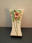 Vtg 1940’s McCoy Pottery Blossom Time Applied Floral Pink Flower 8” Vase